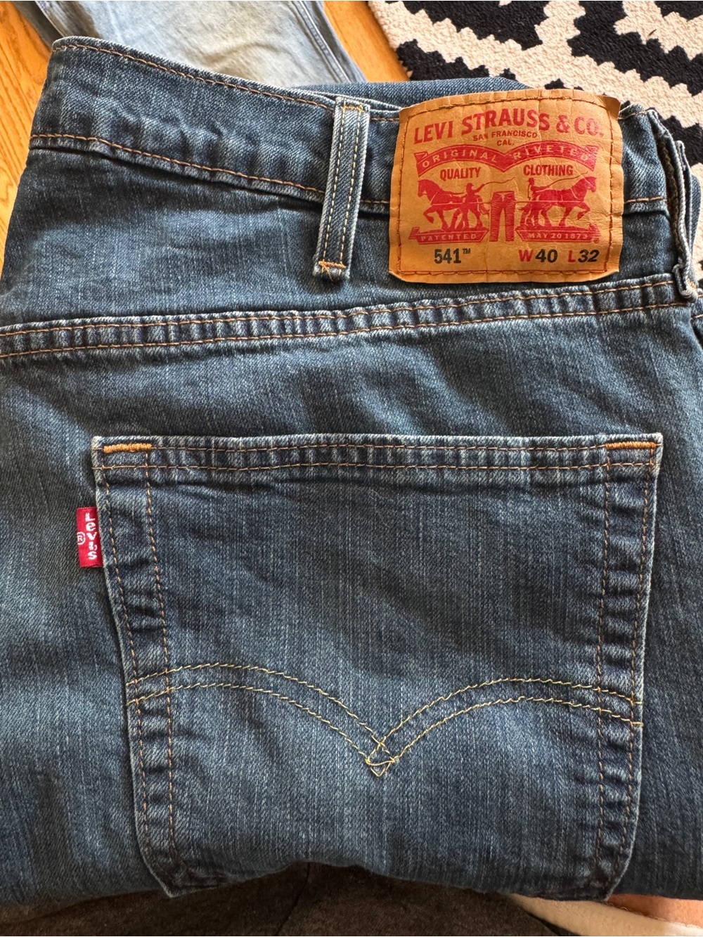 Levi's 541 Relaxed Fit Men's Jeans - Dark Blue with Tan Patch